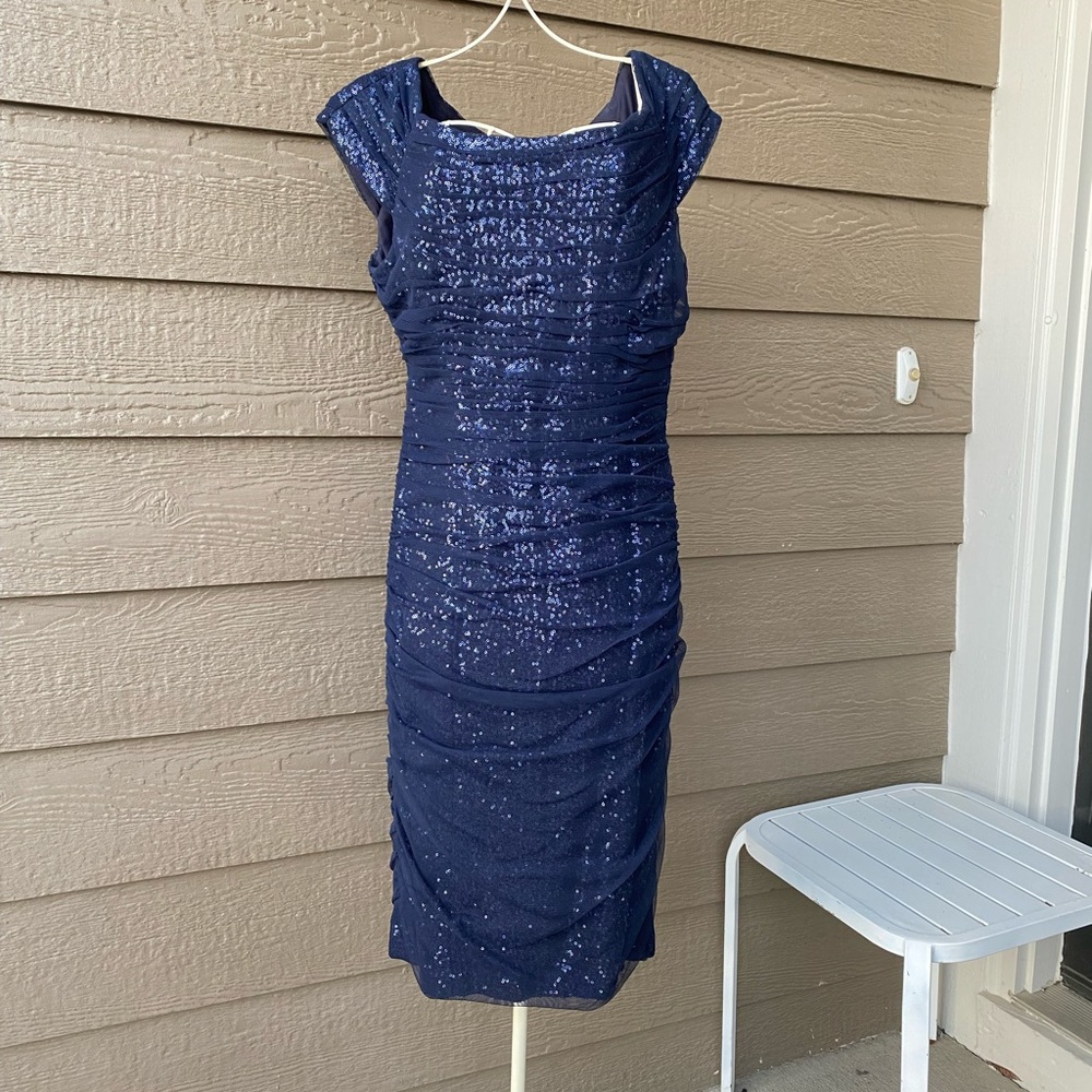 Lauren Ralph Lauren Evening Sequin Cocktail Dress Sleeveless Party Knee Length